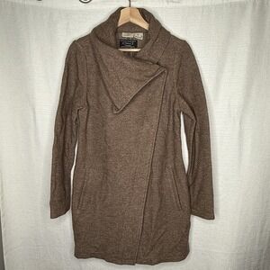VTG LL Bean & Bellandi Wrap Coat Womens XS Brown Italian Wool Jacket Classic